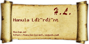 Hanula Lóránt névjegykártya